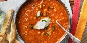 Curried Beef and Chickpea Soup with Naan Bread Recipe