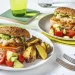 Mexican Cheesy Chicken Burger with Guacamole, Salad and Wedges Recipe