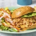 Pulled Chicken Burger with Wedges and Tangy Salad Recipe