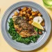 Spanish Style Sea Bass with Smoky Chorizo Potatoes and Garlicky Spinach Recipe