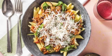Super Quick Beef Ragu with Penne Pasta and Spinach Recipe