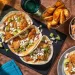 Crispy Breaded Chipotle Chicken Tacos with Feta, Paprika, Wedges & Coleslaw Recipe