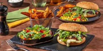 Peri Peri Chicken Burger with Charred Sweetcorn Salad and Spicy Chips Recipe